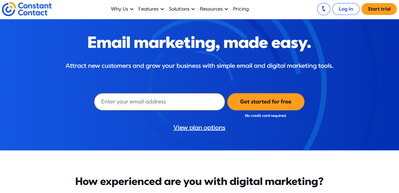 Constant Contact homepage